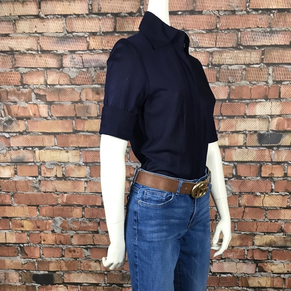 Farinaz Taghavi Short Sleeve Cuffed Top SZ 4 - Picture 2 of 8